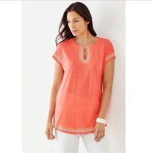 J. Jill Coral Linen Oversized Top Size M